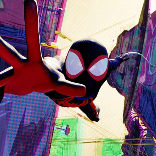 Imagen conceptual de "Spider-Man: Beyond the Spider-Verse" con el personaje principal en un fondo de ciudad animada. Foto: Spider-Man: Across the Spider-Verse Sony Pictures