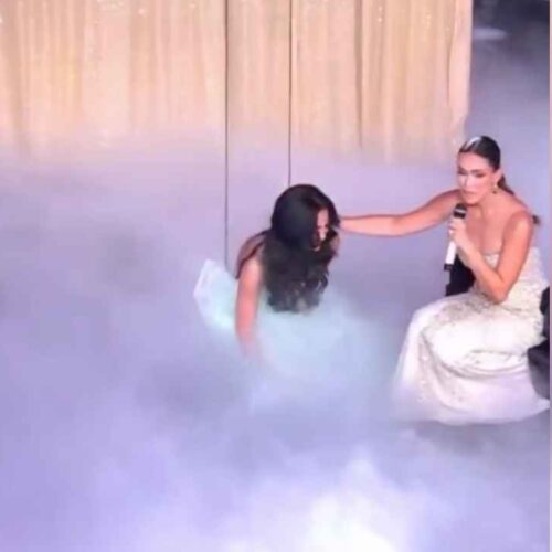 Impactante caída de Laura Pérez en Miss Universo Latina, El Reality. ¿Fue un reto demasiado arriesgado? La polémica crece en redes. Foto:Captura de pantalla