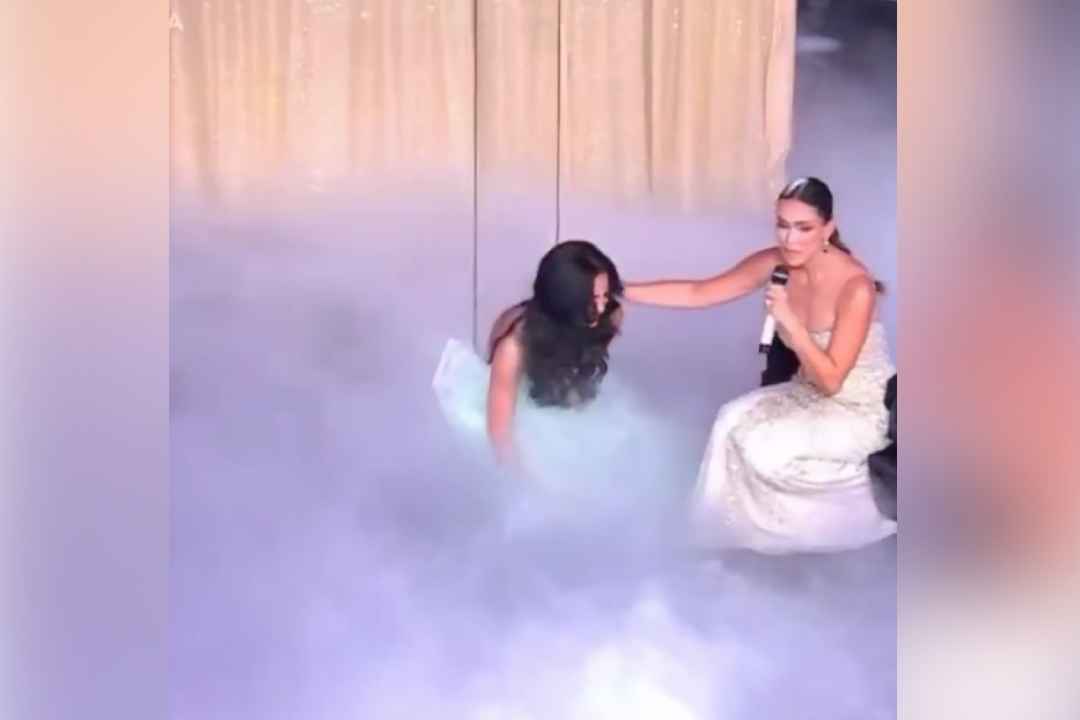 Impactante caída de Laura Pérez en Miss Universo Latina, El Reality. ¿Fue un reto demasiado arriesgado? La polémica crece en redes. Foto:Captura de pantalla