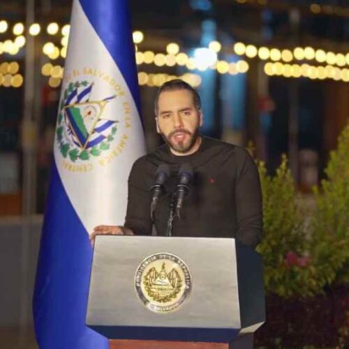 El presidente Nayib Bukele durante el lanzamiento de la Dirección de Mercados Nacionales en el nuevo Mercado San Miguelito. Captura de pantalla.