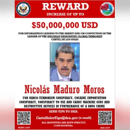 El Departamento de Estado de EE. UU. ha aumentado la recompensa por información sobre Nicolás Maduro. Foto: Oficina de Asuntos del Hemisferio Occidental