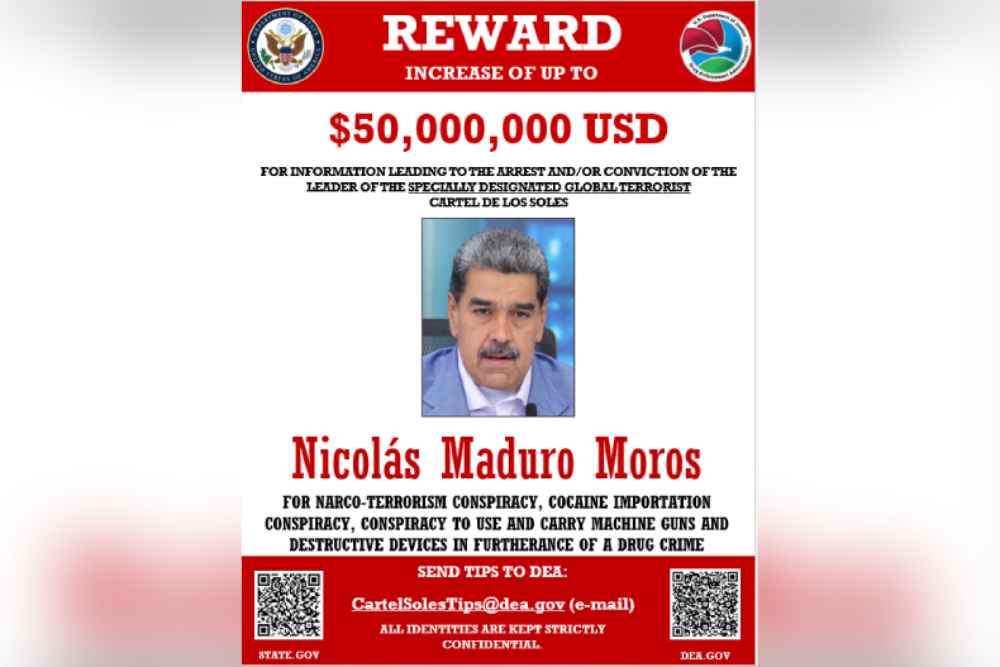 El Departamento de Estado de EE. UU. ha aumentado la recompensa por información sobre Nicolás Maduro. Foto: Oficina de Asuntos del Hemisferio Occidental