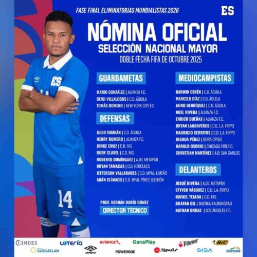 La Federación Salvadoreña de Fútbol publicó la Nómina oficial de convocados en sus redes sociales. Foto: Cortesía.