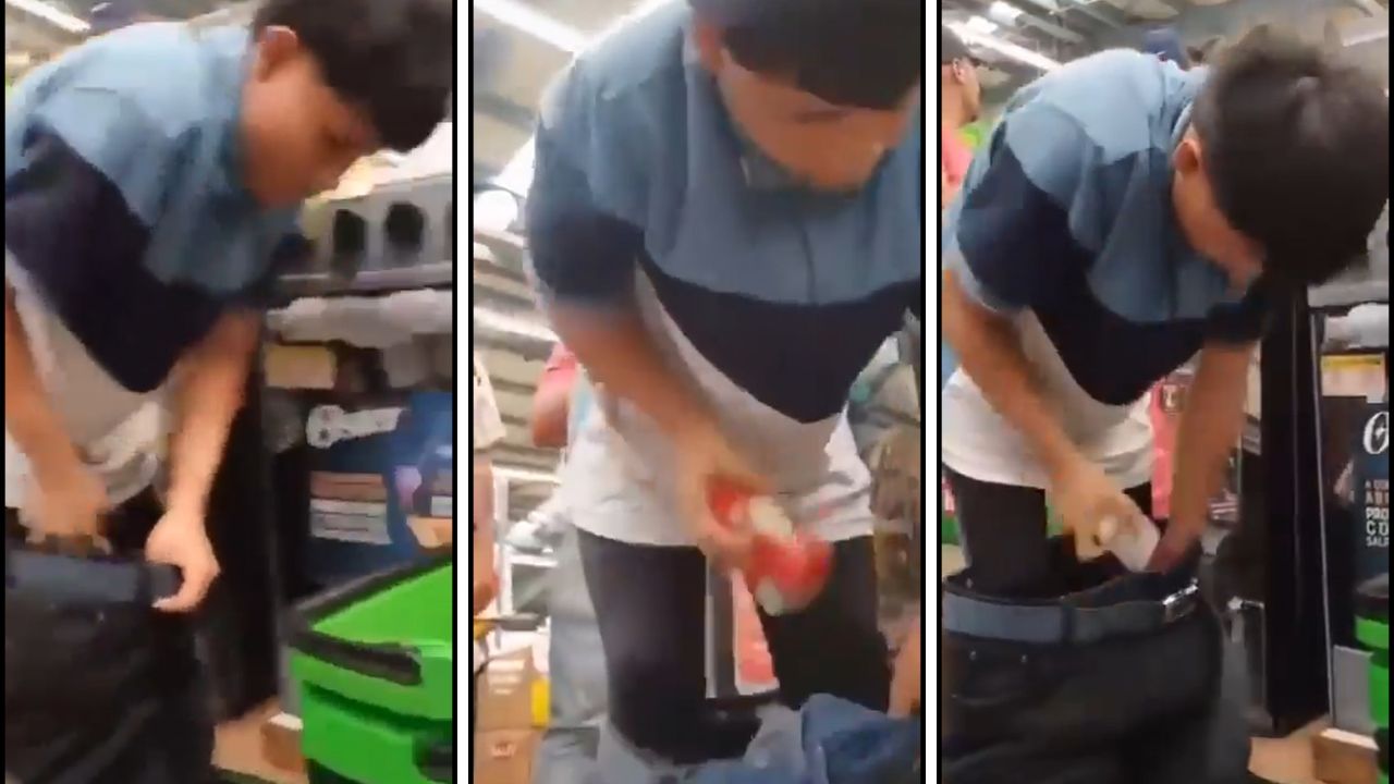 Un joven fue sorprendido escondiendo más de 50 desodorantes en sus pantalones en una Maxi Despensa. El hecho, captado en video, muestra el momento exacto del intento de hurto.