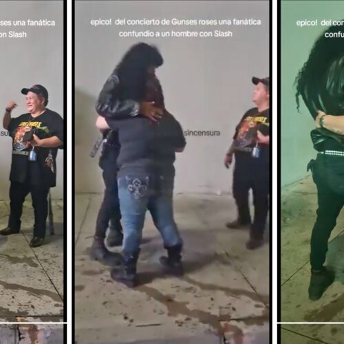 El "Slash elegido" no era el legendario guitarrista de la banda, sino un cosplayer improvisado –o tal vez un fan empedernido con el look perfecto–. Captura de pantalla.