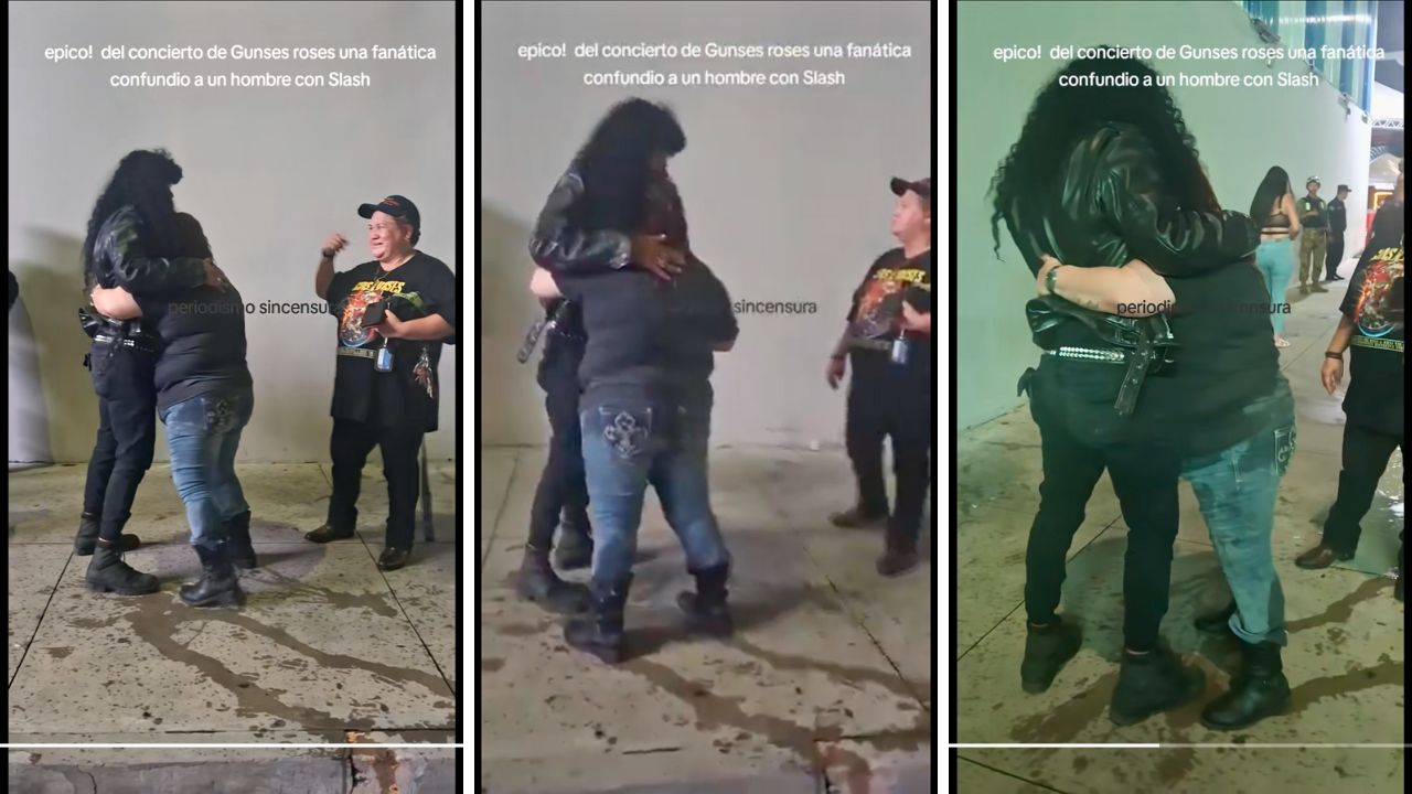 El "Slash elegido" no era el legendario guitarrista de la banda, sino un cosplayer improvisado –o tal vez un fan empedernido con el look perfecto–. Captura de pantalla.