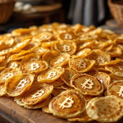 La ONBTC repartirá 21,000 pupusas gratuitas en el evento "Bitcoin Histórico" el 12 de noviembre en San Salvador. ¡Un símbolo de abundancia y sostenibilidad! Ilustración IA