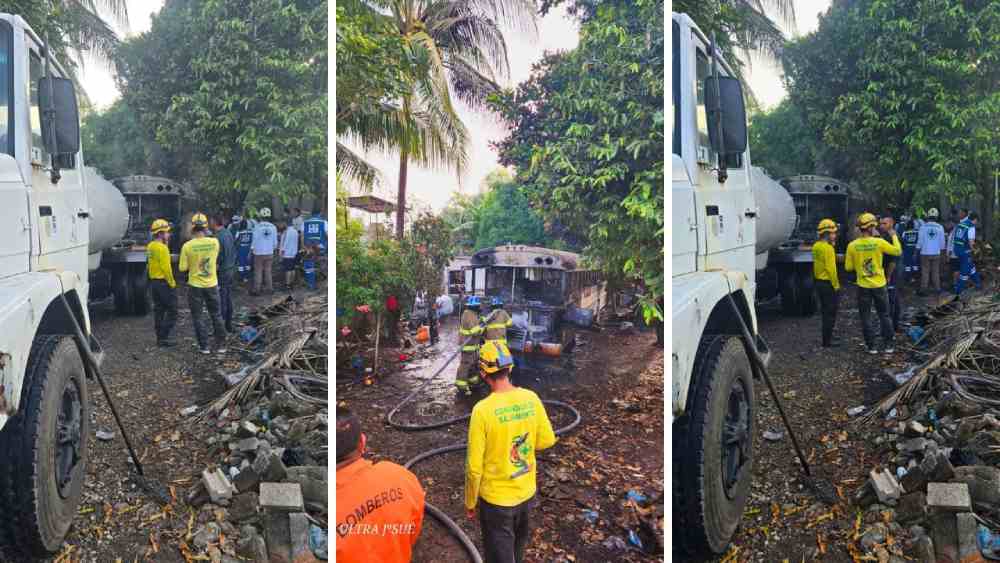 Un bus de la ruta 108 quedó completamente calcinado tras un incendio en la carretera a San Juan Opico. Autoridades investigan las causas del siniestro. Foto: Comandos de Salvamento